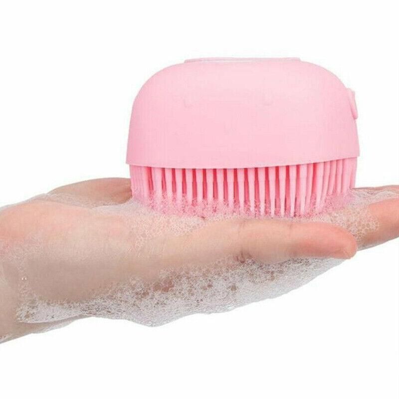 Pet Massage Bath Brush For Dog Cat Shampoo Dispenser Silicone Scrubber Wash Tool - Yellow — image 5