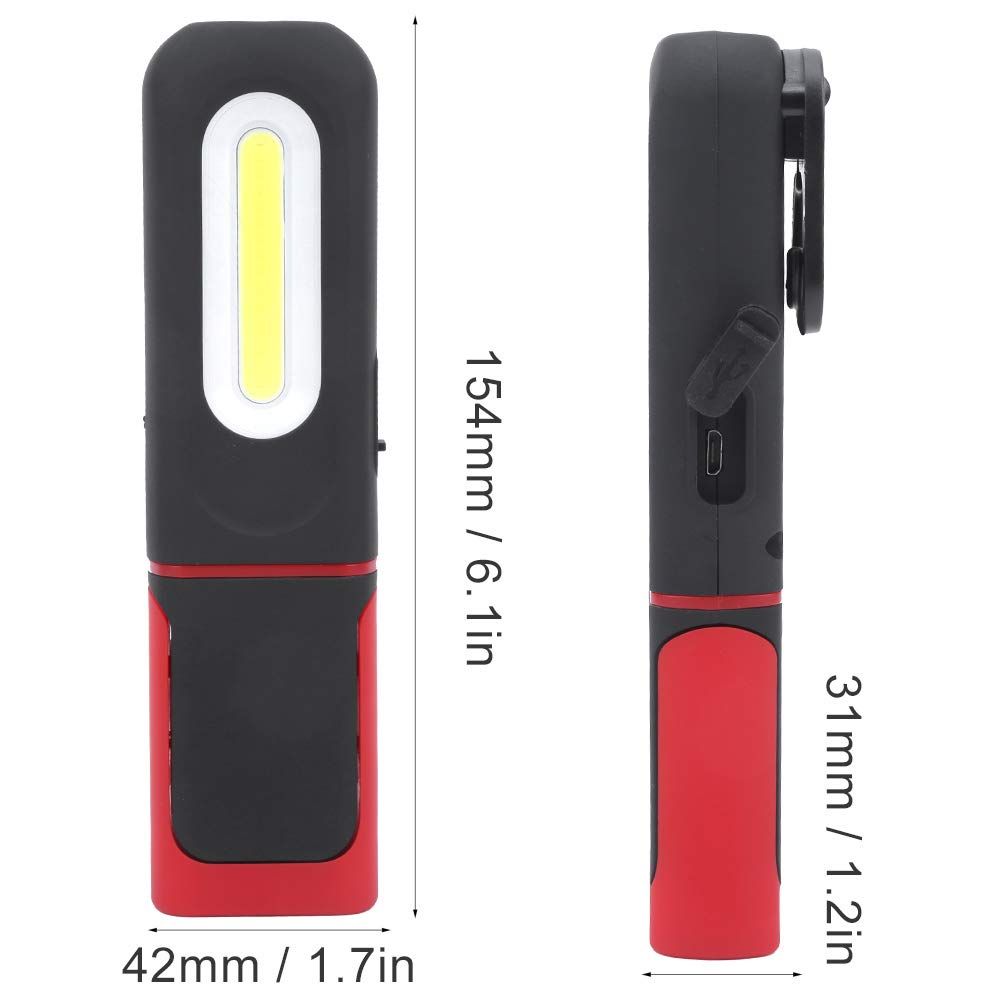 Portable LED Work Light,Magnetic Work Light, 5W Portable USB Rechargeable COB Work Light Adjustable Multifunction Magnetic — image 3