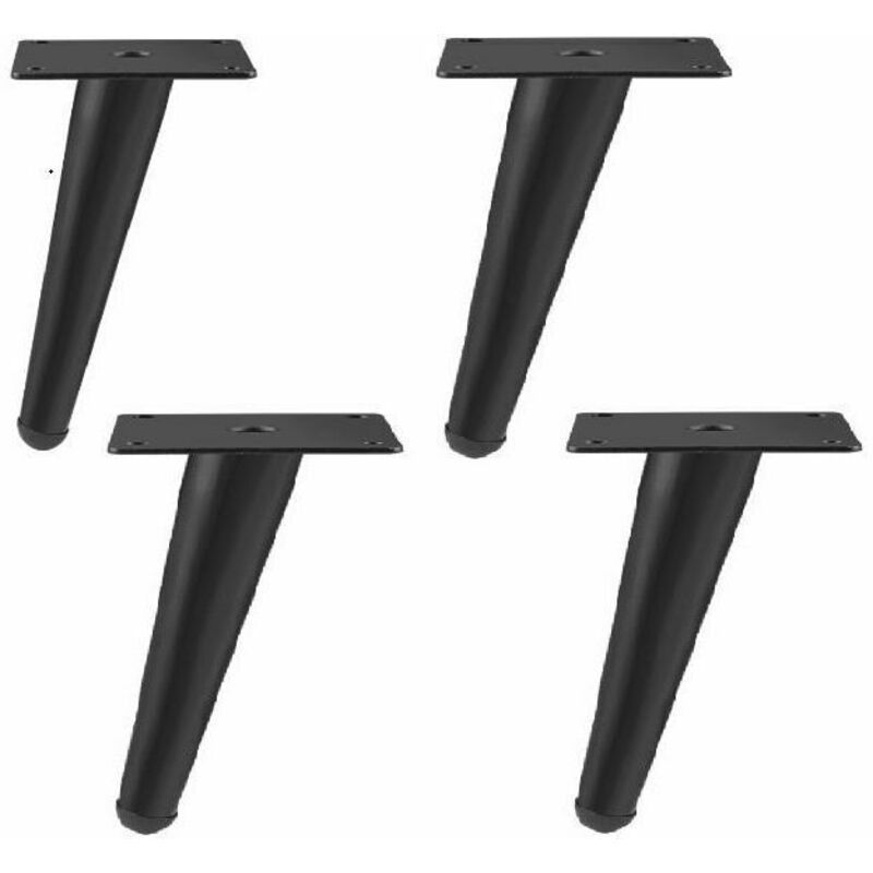 4, Black Oblique Conical Legs Matt Piece Furniture Cone Incline Holder Sofa Legs TV Stand Cone Iron Legs, 12cm