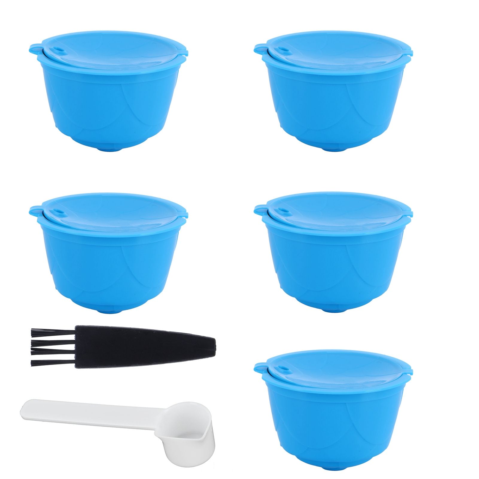 Refillable Coffee Capsule Filter Cup Kit Accessories for DOLCE GUSTO Coffee Machine(Blue 5 Capsules1 Spoon 1 Brush) — image 2