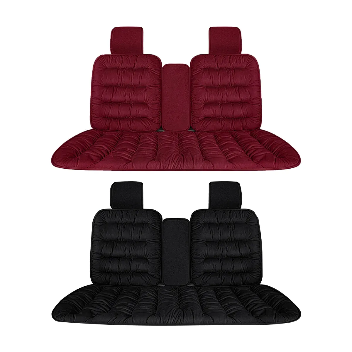 Winter Thick Warm Plush Seat Cover with Backrest Universal Fit for Rear Row - Red — image 3