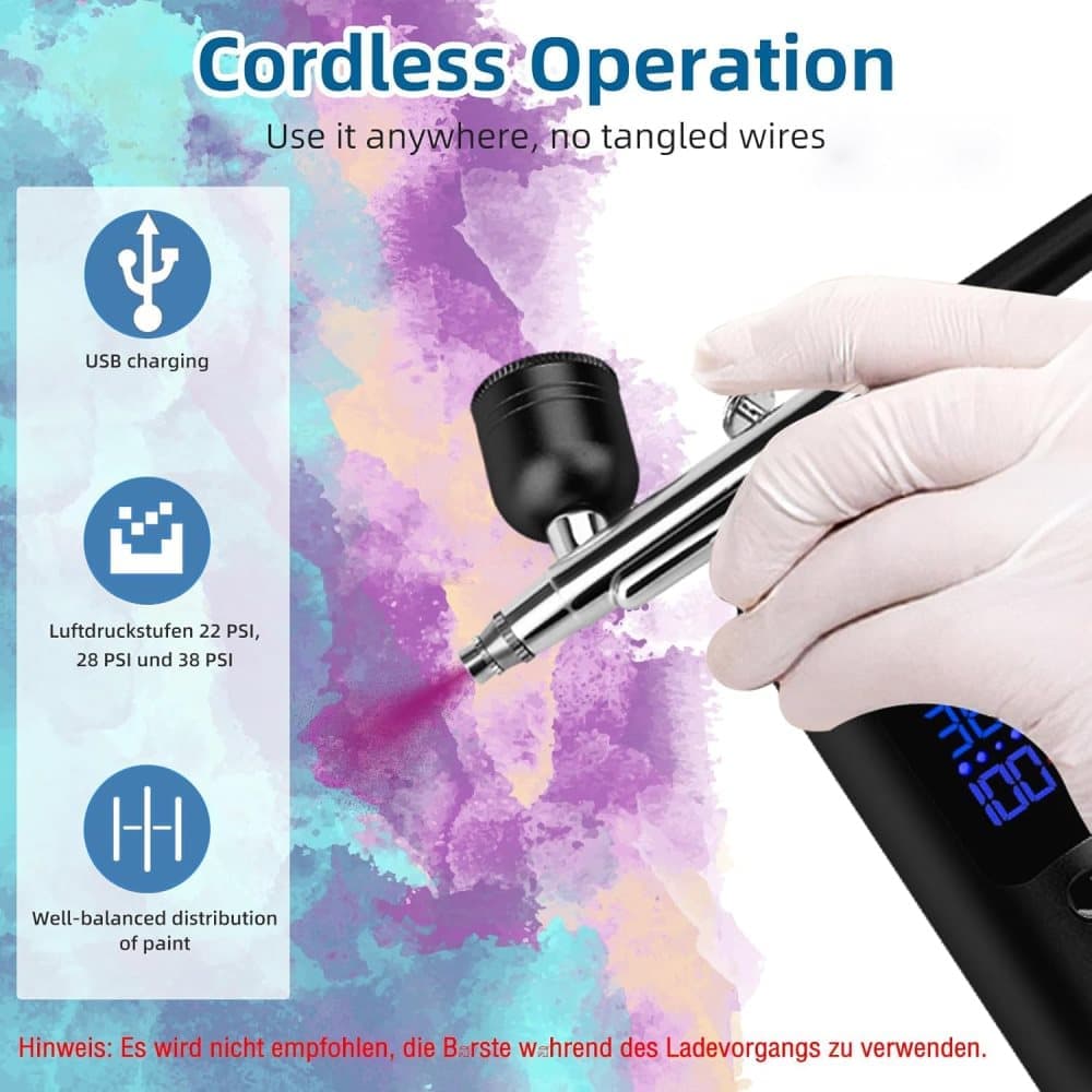 Airbrush Machine - Wireless Spray Gun Set with USB Charging and 3 Speed Modes, for Nail Art, Cake Decorating and Painting โ image 3