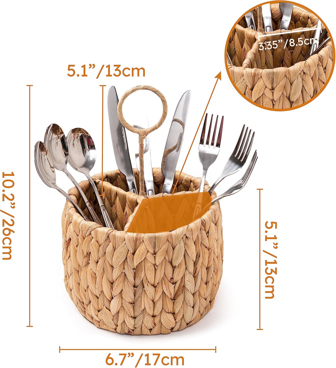 Rotan Standing Cutlery Organizer Kitchen Utensil Holder 17x17x13cm โ image 6
