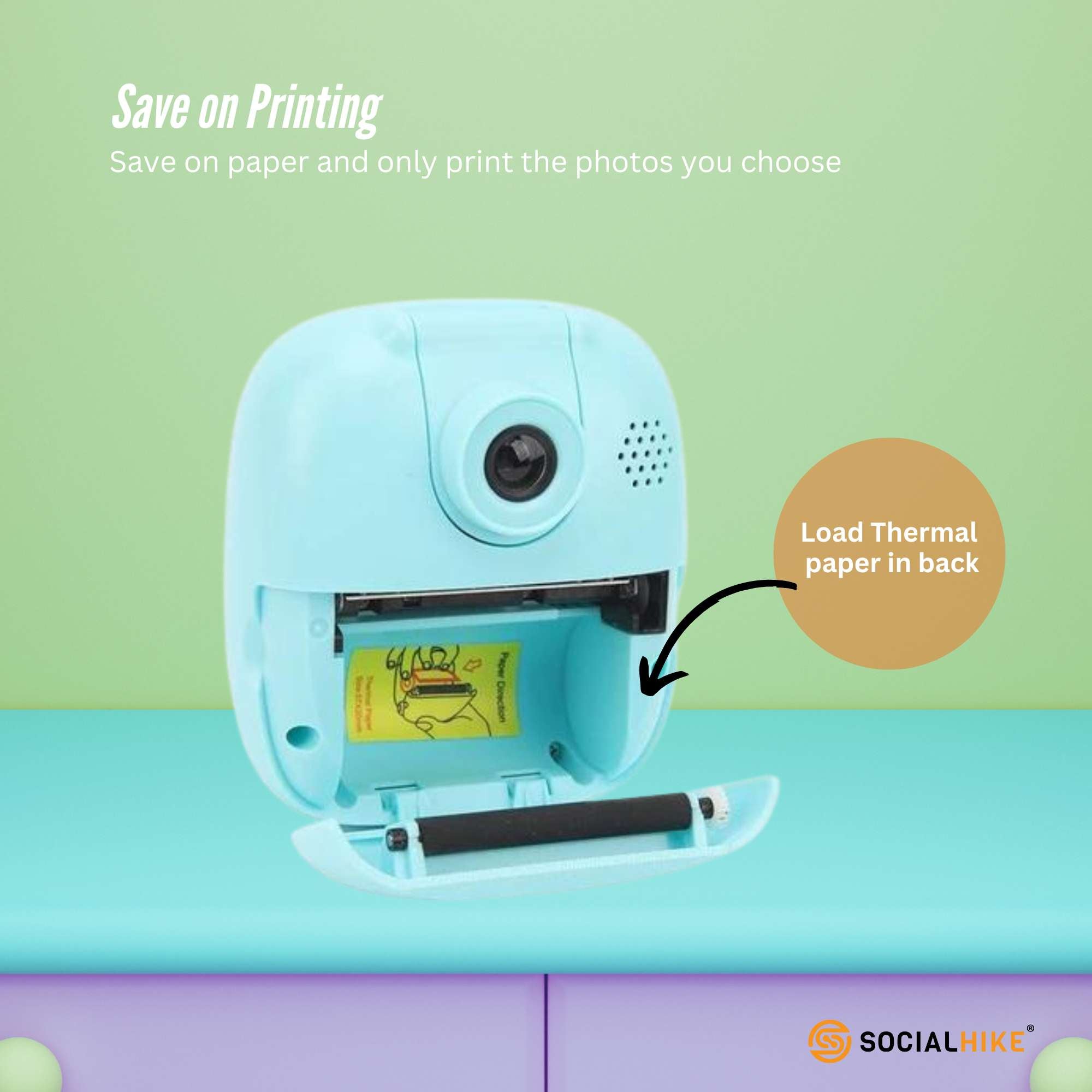 Kids Rechargeable Instant Print Camera Blue - Digital Thermal Photo Video MP3 โ image 4