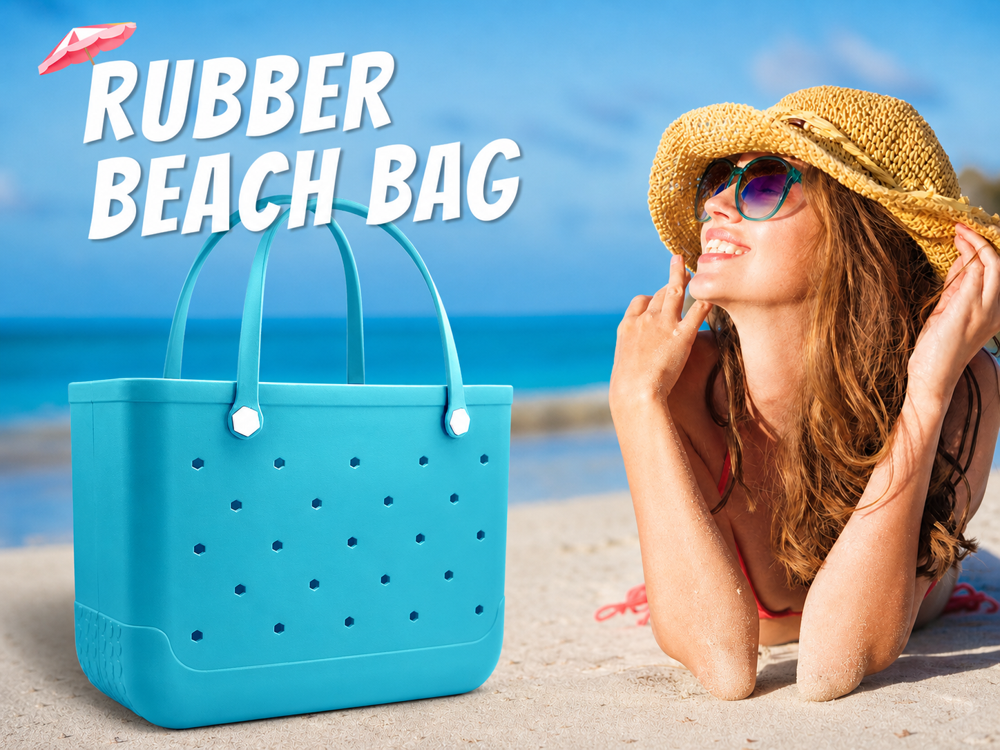 Waterproof Hexagon Mesh Beach Bag - Large Capacity Travel Storage Tote for Swimwear Towel Sunglasses - Lake Blue Large 48x34x24cm โ image 4