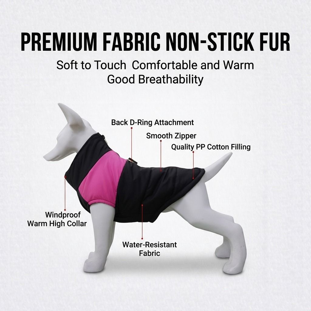 Winter Dog Ski Jacket with Waterproof and Windproof Polyester Shell, Thick PP Cotton Padding for Warmth, 3D Ergonomic Fit with D-Ring Leash Attachment, Ideal β image 6