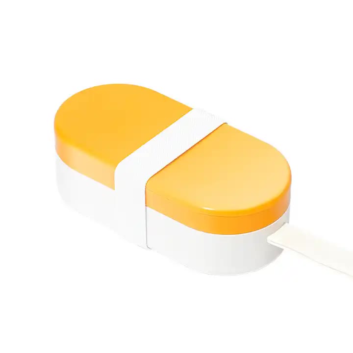 Portable Pet Food Storage Box - 90g Capacity, Travel-Friendly Design for On-the-Go Feeding 2 PCS (Yellow+Blue) โ image 2