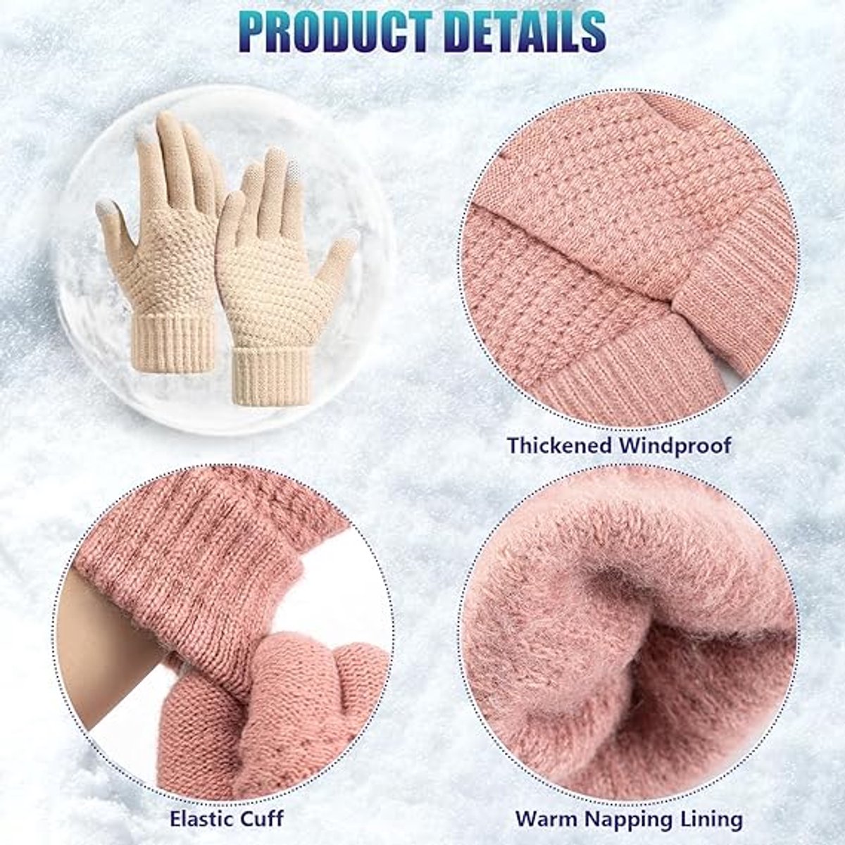 Winter Gloves - Two-pack - Men's Gloves - Warm and Soft - Winter Gloves with Touchscreen - Elastic Cuffs - Knitted Gloves - Suitable for Cold Weather (Black) โ image 2