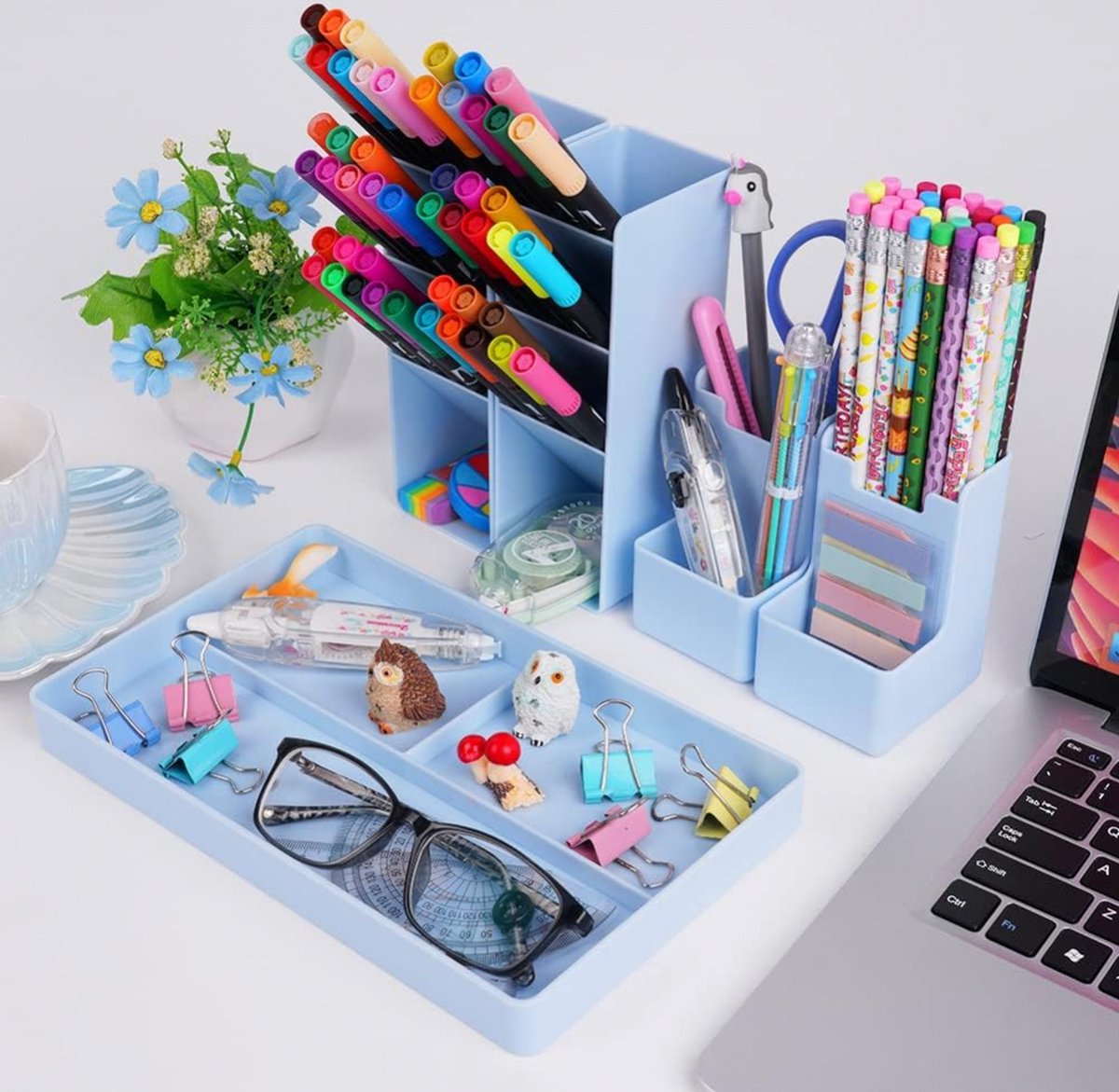 Pen Tray - 13 Compartments - Pen Holder - Desk Organizer - Pen Trays - Desk Organizer - Pen Case - Plastic - Removable - Storage System - Letter Tray - Desk — image 2
