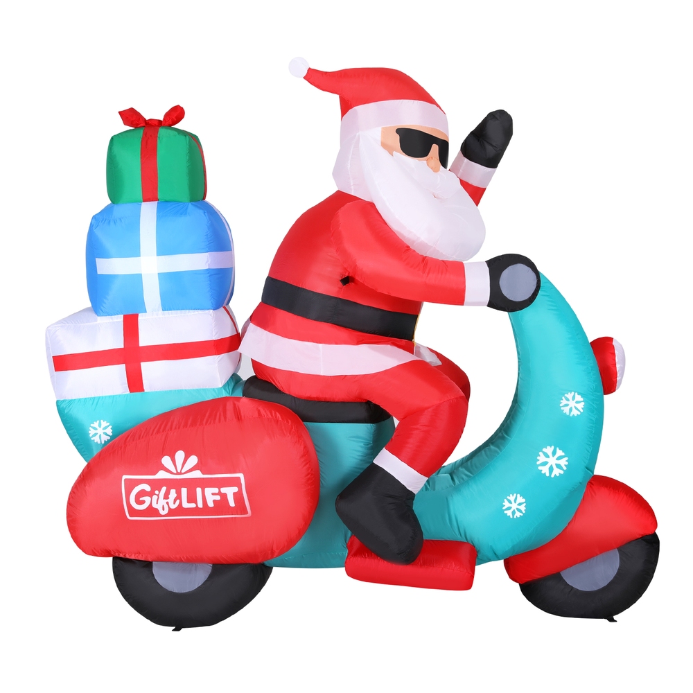 Jingle Jollys Christmas Inflatable Santa Motorbike LED Illuminated Decorations — image 3