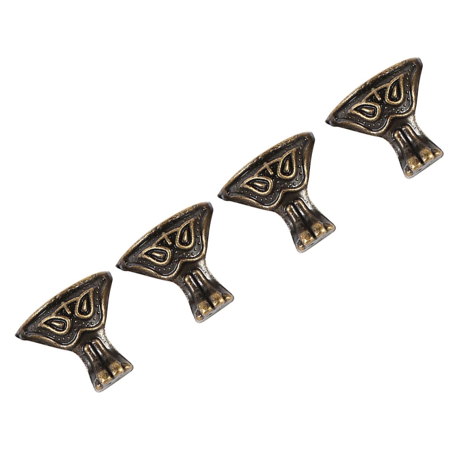 4Pcs Antique Brass Jewelry Gift Box Wood Case Decorative Feet Legs Corner Protector Vintage — image 4