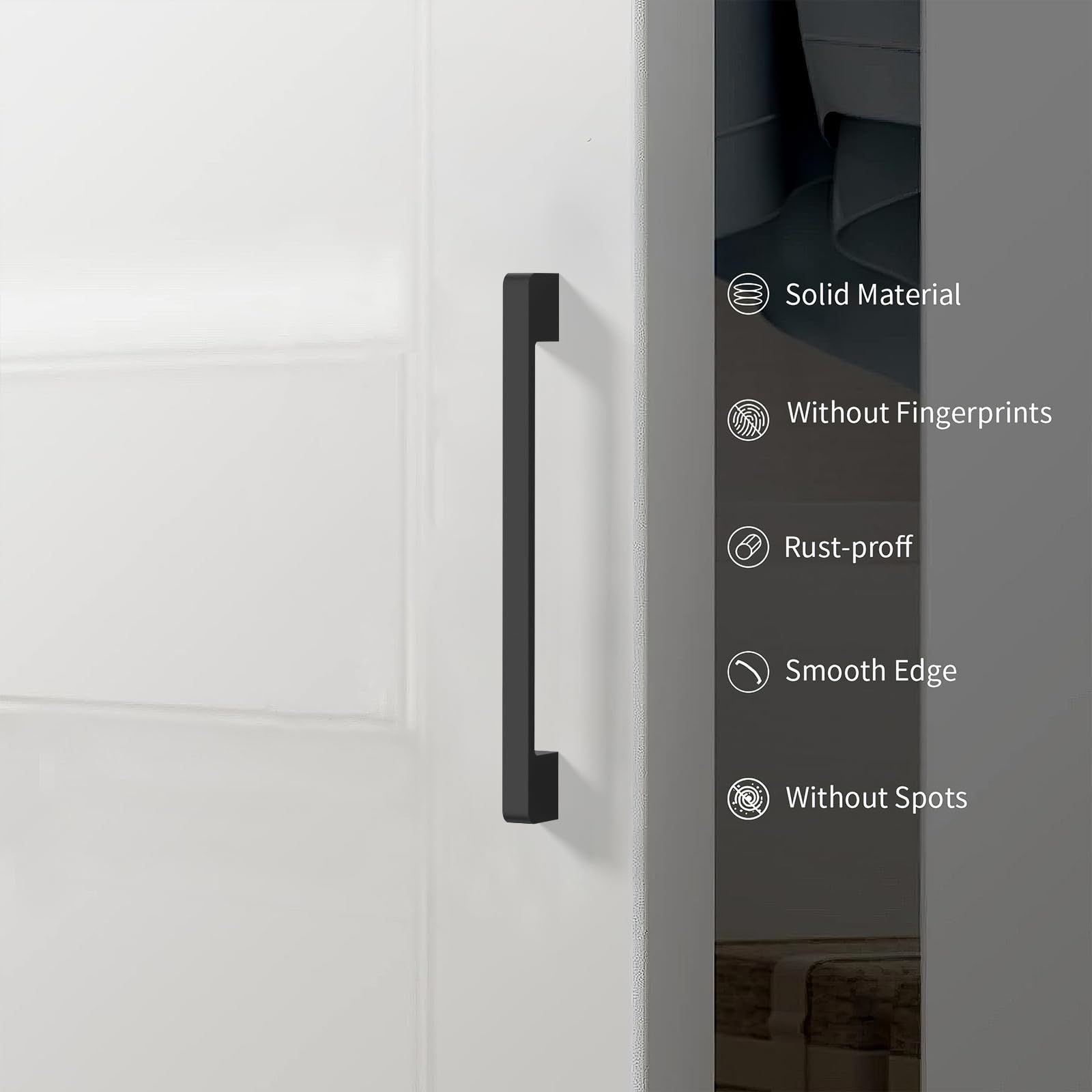 10 Pack 5 Inch(128mm)Kitchen Cabinet Handles Matte Black Cabinet Pulls Kitchen Cabinet Hardware Drawer Pulls for Cupboard Wardrobe โ image 3