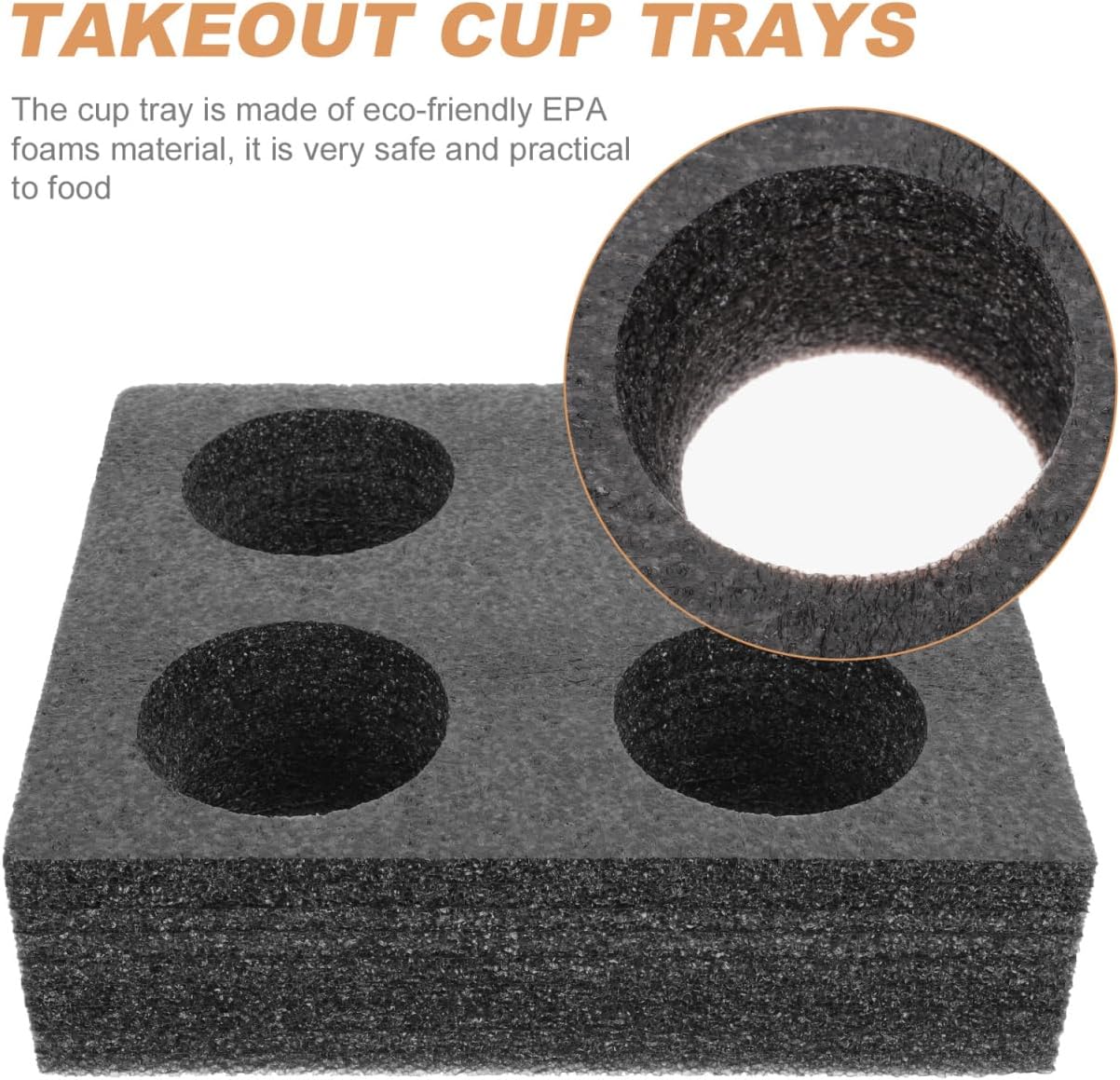 Takeaway Coffee Cup Bottle Carrier: 2Pcs Black Holders Foam - Hot or Cold Drinks Carrier Trays - Beverage Trays for Package Service - Packaging Supplies — image 2