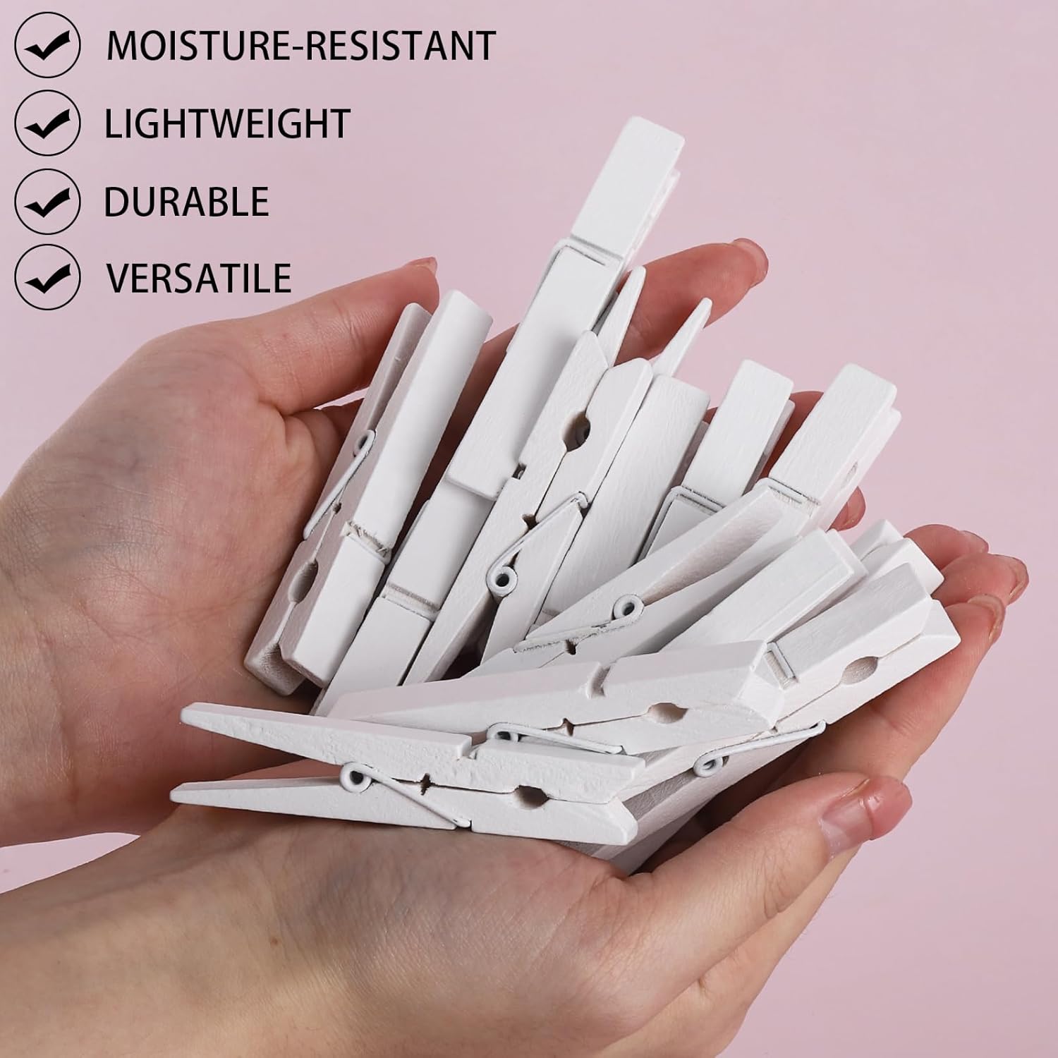50Pcs White Wooden Clothespins, 2.9 inch Clothes Pins for Crafts, Natural Laundry Hanging Clips, DIY Cheer Pin — image 6