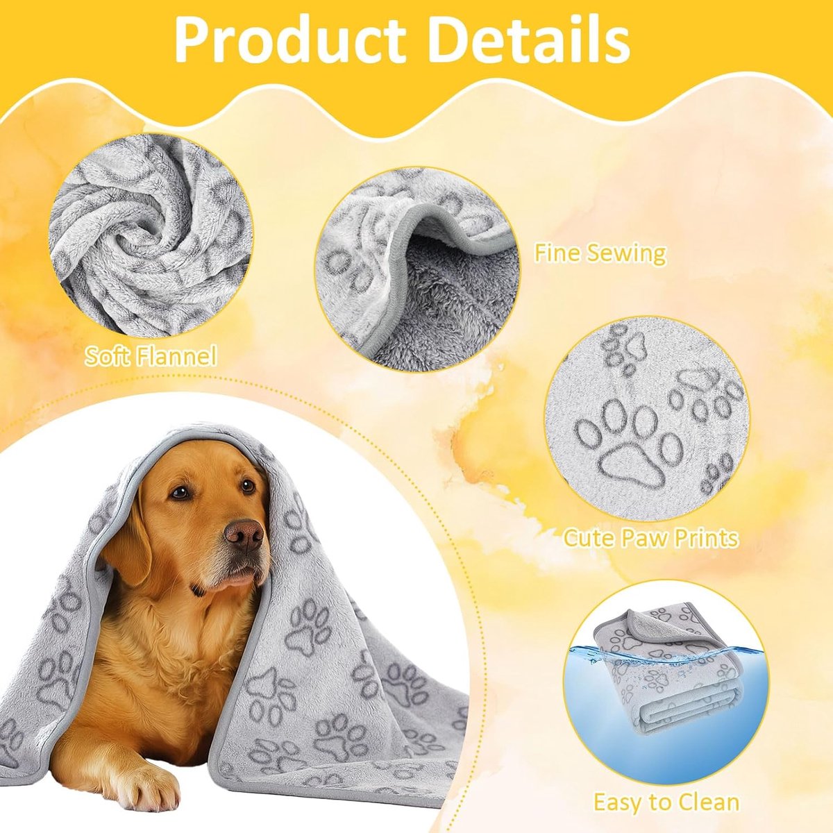76 × 104cm Dog blankets for medium-sized dogs, cats, Premium soft dog blankets for small dogs, washable, Puppy blanket, Dog supplies for puppies (grey) — image 2