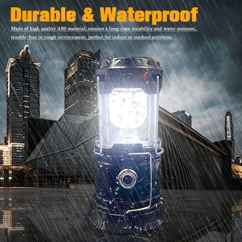 2 Pack Foldable Camping Lights, Solar USB Rechargeable Waterproof Portable Emergency Lights Black โ image 3