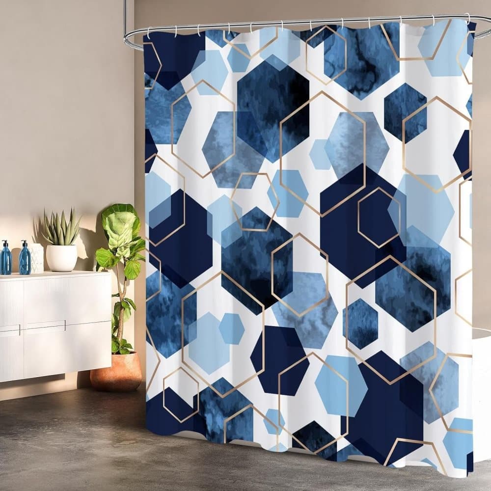 Bohemian Waterproof Mildew Resistant Shower Curtain with Marble Pattern, 72x72 inches — image 3