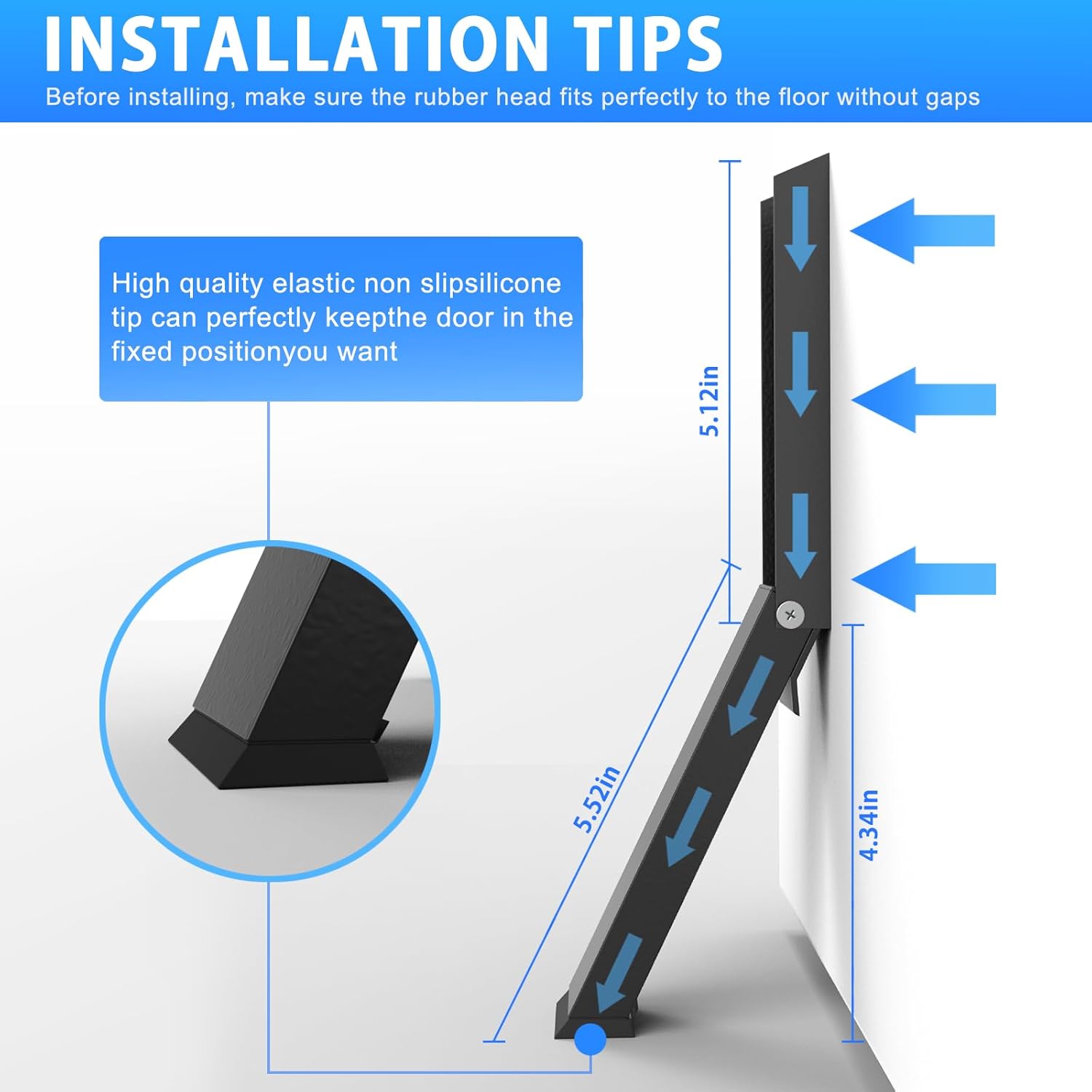 Black Folding Metal Door Stop Foot Operated No Drilling Installation — image 2