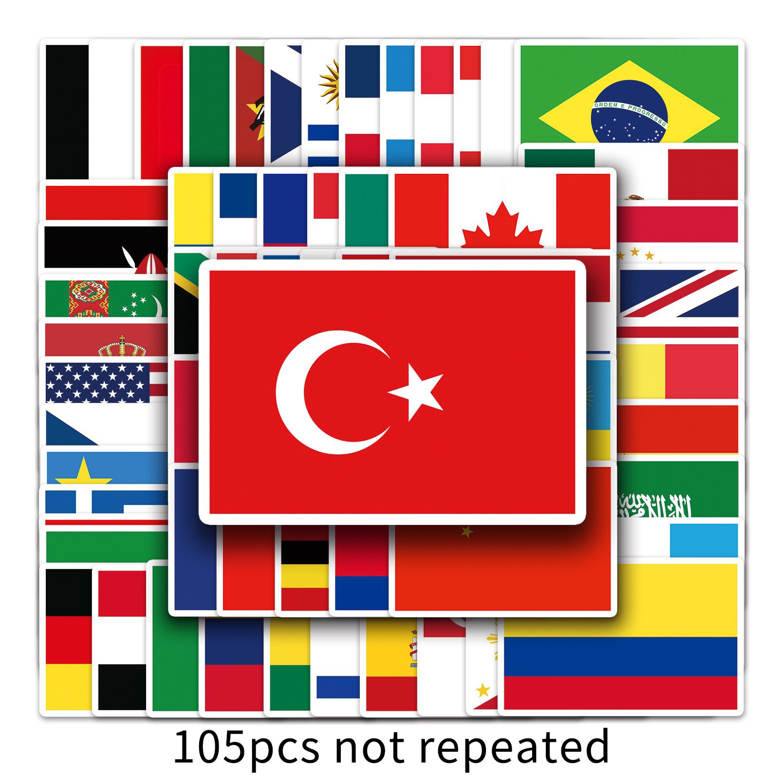 105 Pack National Flag Stickers Water Bottles Laptop Car Phone Guitar Skateboard Computer Aesthetic Country Map Vinyl Sticker โ image 5