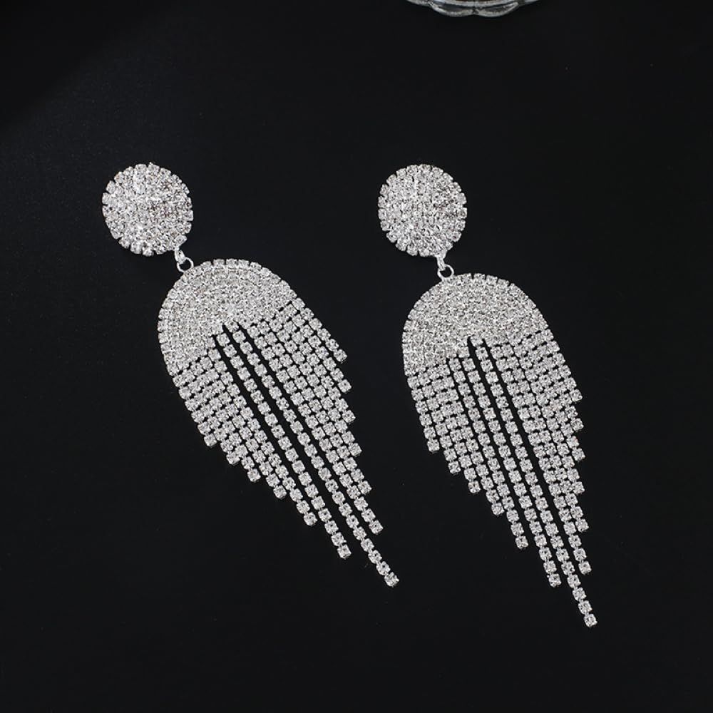 Circle Earrings Temperament Fringed Prong Chain Full Of Diamond Rhinestone Fashion Women Earrings Elegant Design — image 3