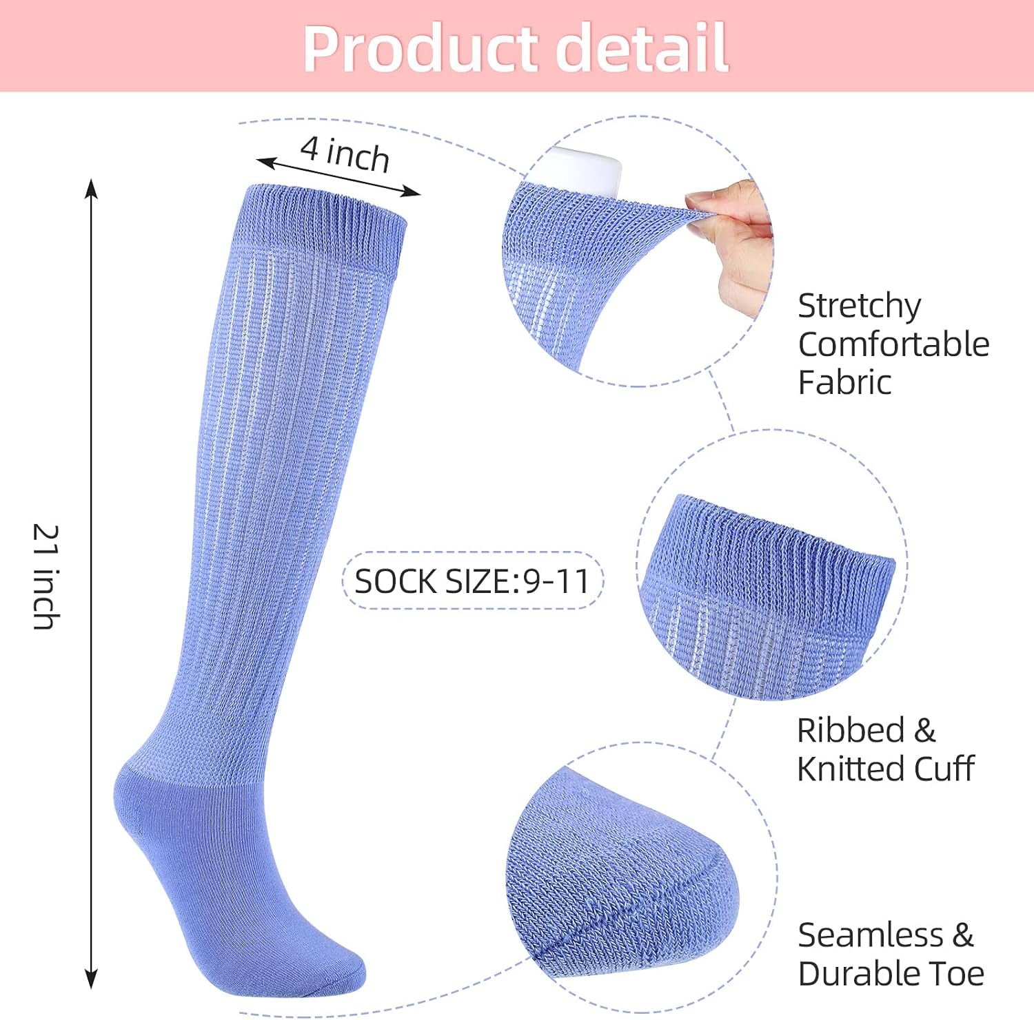 10 Pairs Women' Slouch Socks Extra Long Knitted Sock Cotton Scrunchie Socks, Size S โ image 3