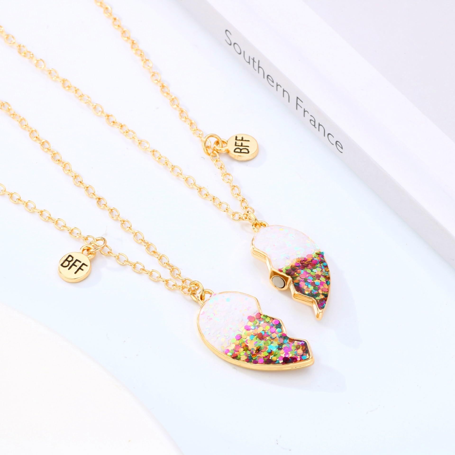 Best Friend Necklace for 2 Girls Magnetic Matching Friendship Necklace Half Heart Pendant BFF Necklaces for Sister โ image 3