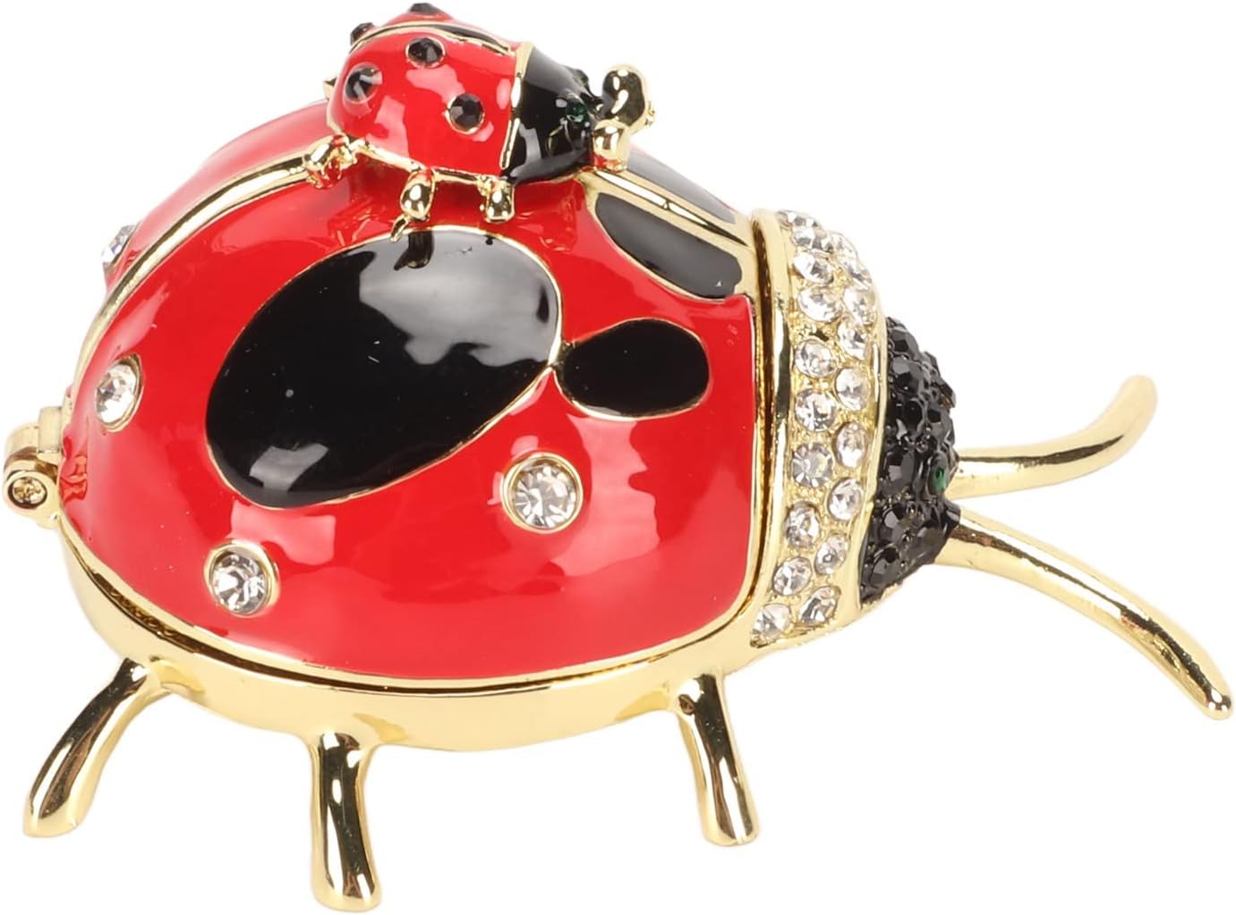Ladybug Trinket Box, Small Enameled Hinged Box Decorative Jewelry with Rhinestones Delicate Gift Display Ornament â image 5
