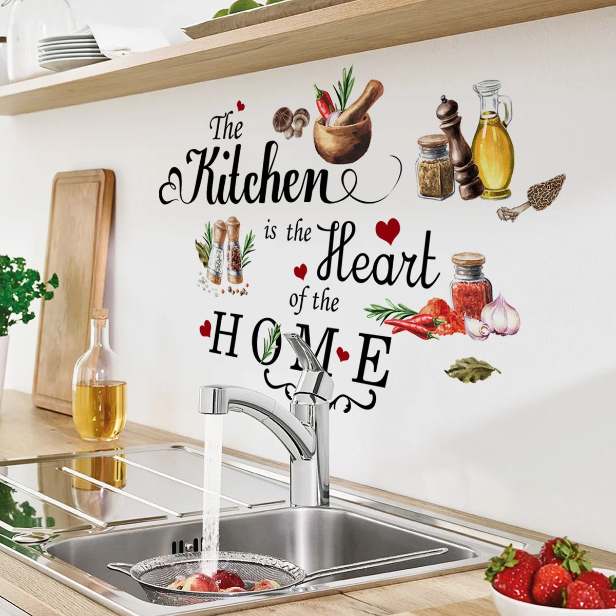Heart of The Home Wall Sticker Food Lettering Quotes Saying Wall Decals Kitchen Dining Room Restaurant Wall Decor — image 4
