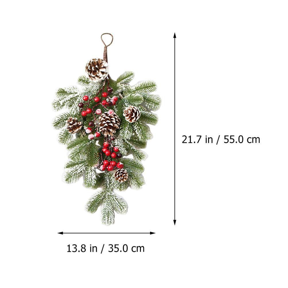 Elegant Flocked Teardrop Swags with Pinecones and Berries, Shimmering Holiday Hanging Decor for Indoor Door Wall Mantel,(55*35cm) — image 5