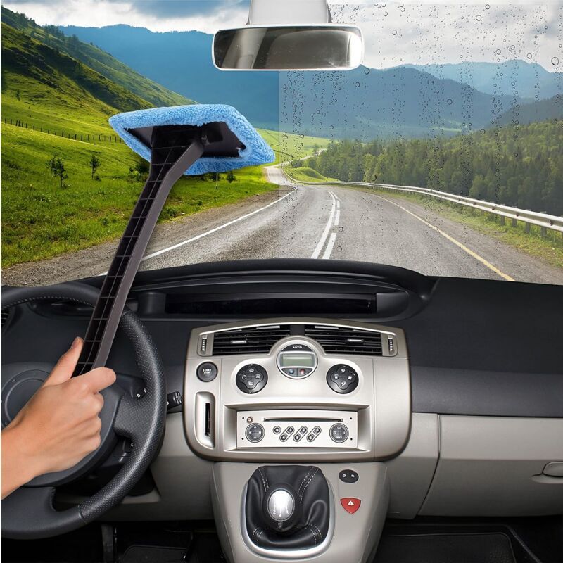 Interior Windshield Cleaner - Long Handle Car Windshield Cleaner Interior Windshield Cleaning Fog Moisture Removal - Pack of 2, Microfiber material โ image 5