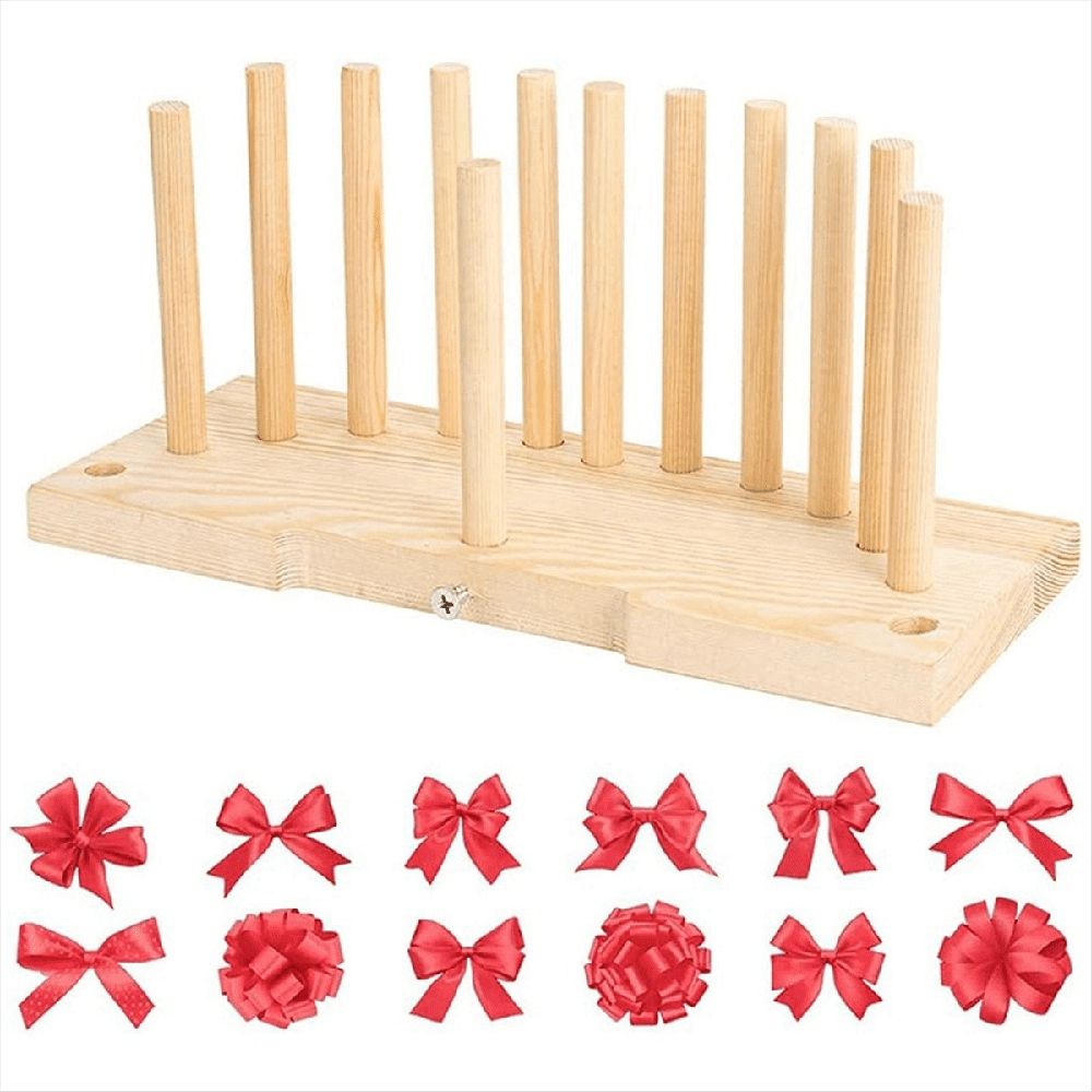 Double Sided Bow Maker for Ribbon, Bow Maker Wooden Wreath Bow Maker Tool Portable Bow Tie Machine — image 3