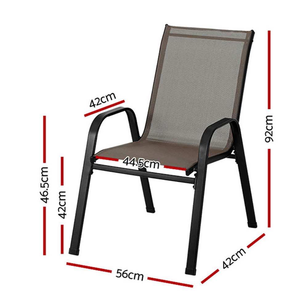 Gardeon 6PC Outdoor Dining Chairs Stackable Lounge Chair Patio Furniture Brown โ image 3