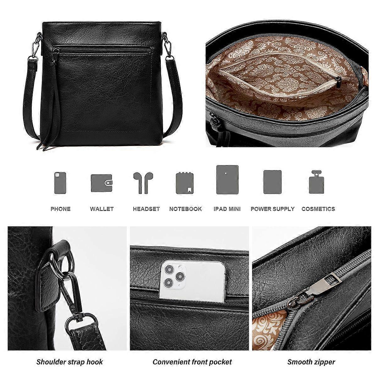 Women's Soft Leather Tote Bags 3pcs Fashion Handbag Wallet Shoulder Purse Set โ image 5