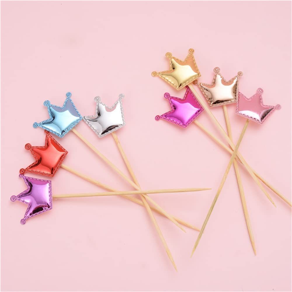 50pcs Cupcake Decoration Heart shaped Stars and Crown Cupcake Picks Mini Cake Decoration Colorful Cake Decoration DIY — image 2
