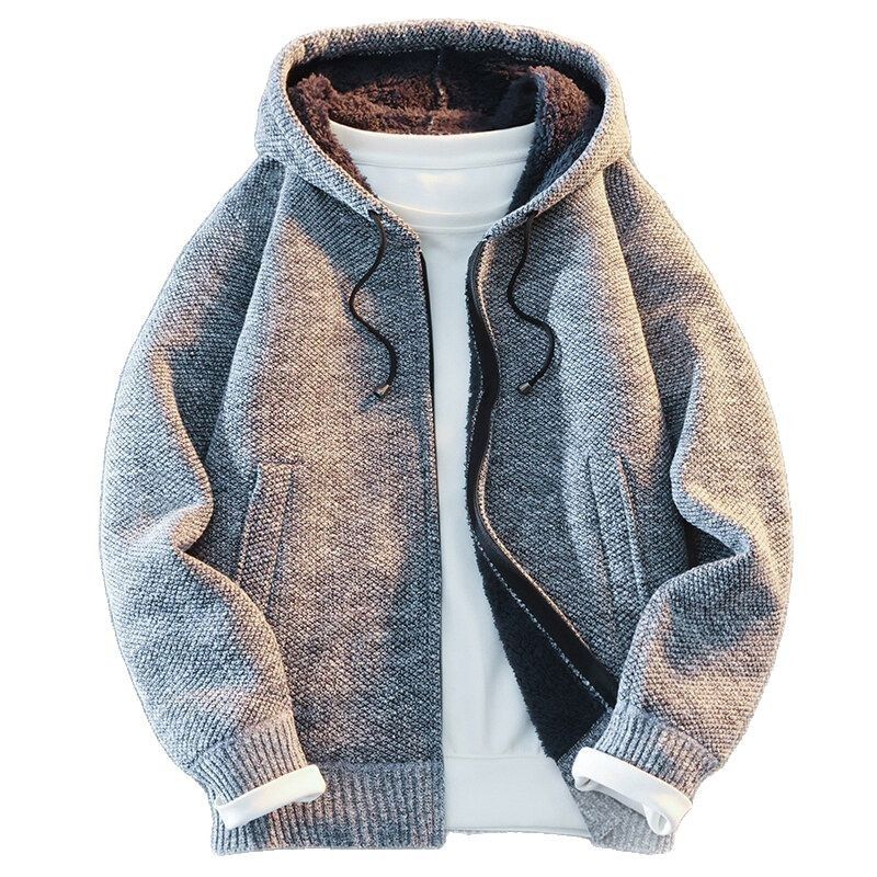 Men Hooded Thick Knitwear Loose Long Sleeve Burgundy 3XL โ image 6