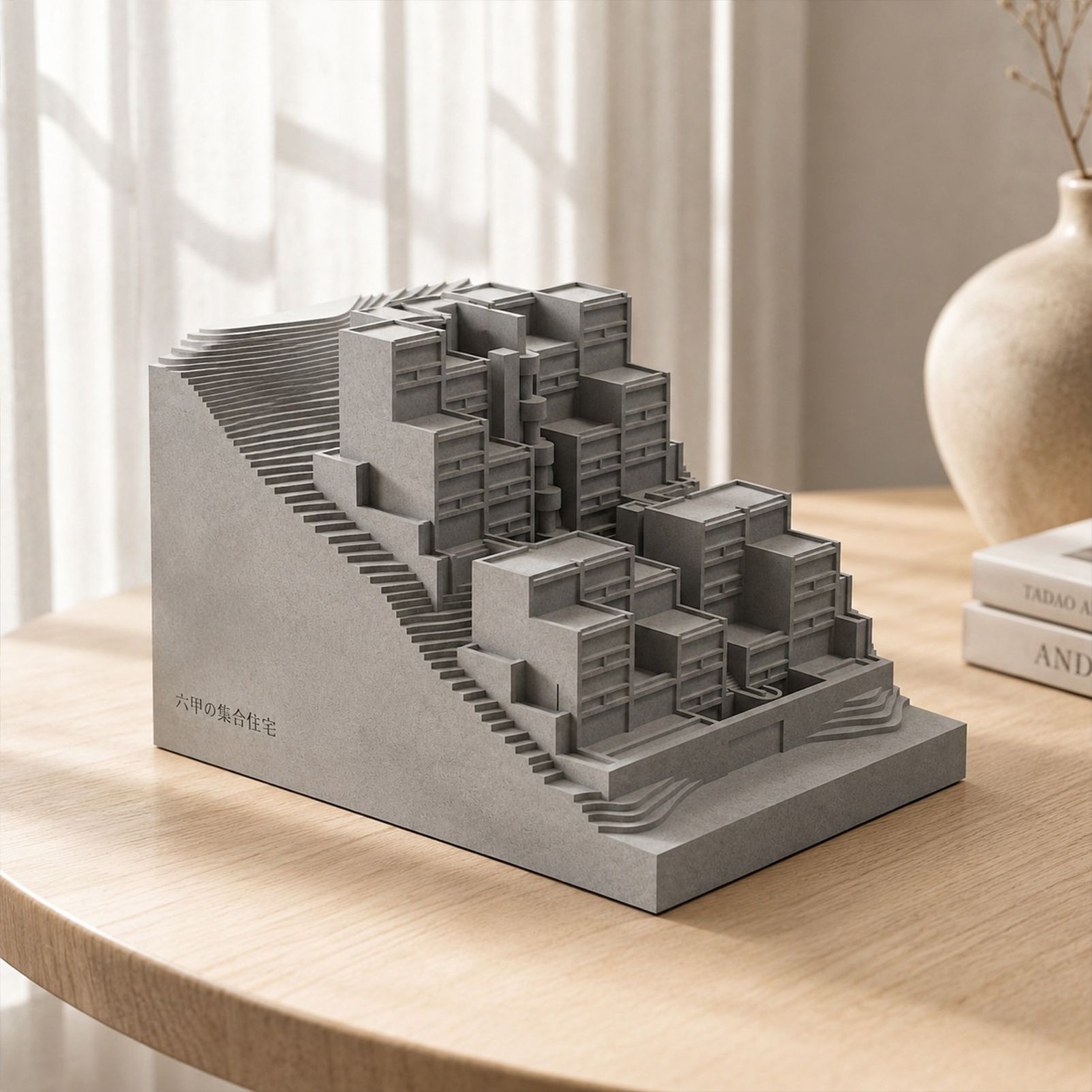 Rokko Housing Concrete Architectural Model - Minimalist Desk Decor & Collectible Sculpture for Architects and Design Lovers(Grey) — image 5