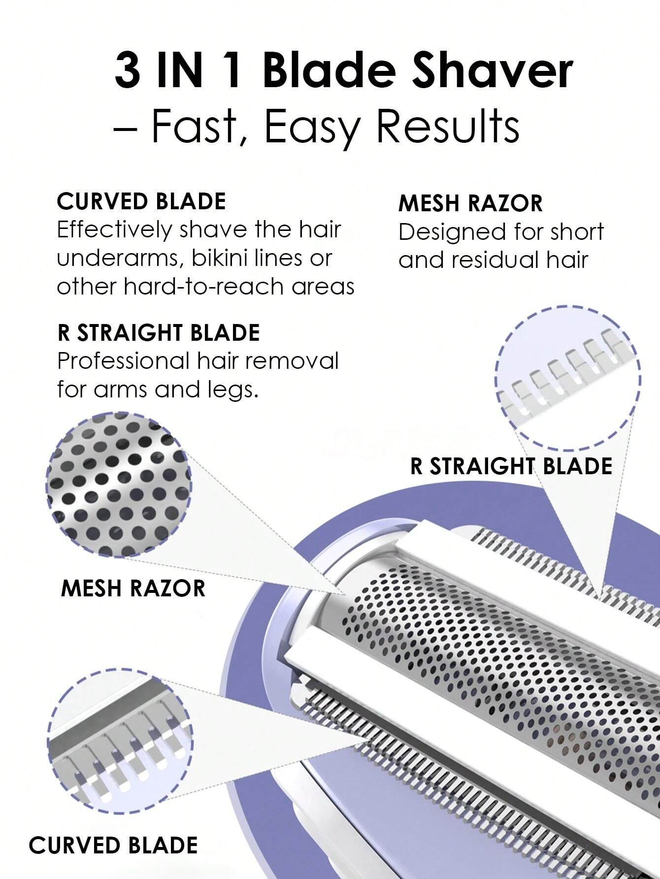 Electric Epilator For Women Portable Hair Removal Device Lady Razor Hair Shaver 3 IN 1 Multifunction Cordless Electric Trimmer For Body Leg Armpit โ image 5