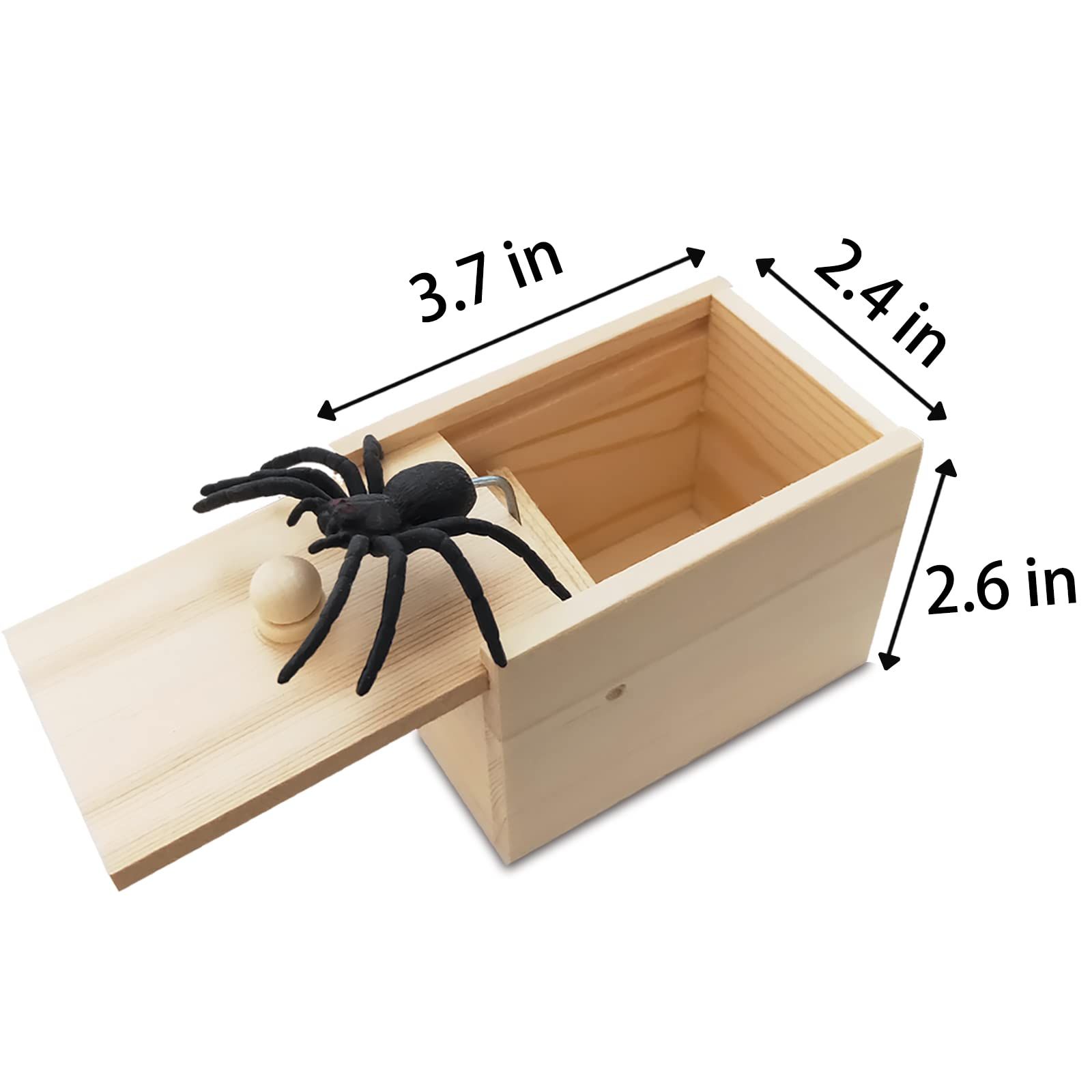 Fake Spider in a Box Prank Gift for Adults Kids, Handmade Wooden Pop Out Scare Surprise Boxes Joke Toys Halloween — image 5