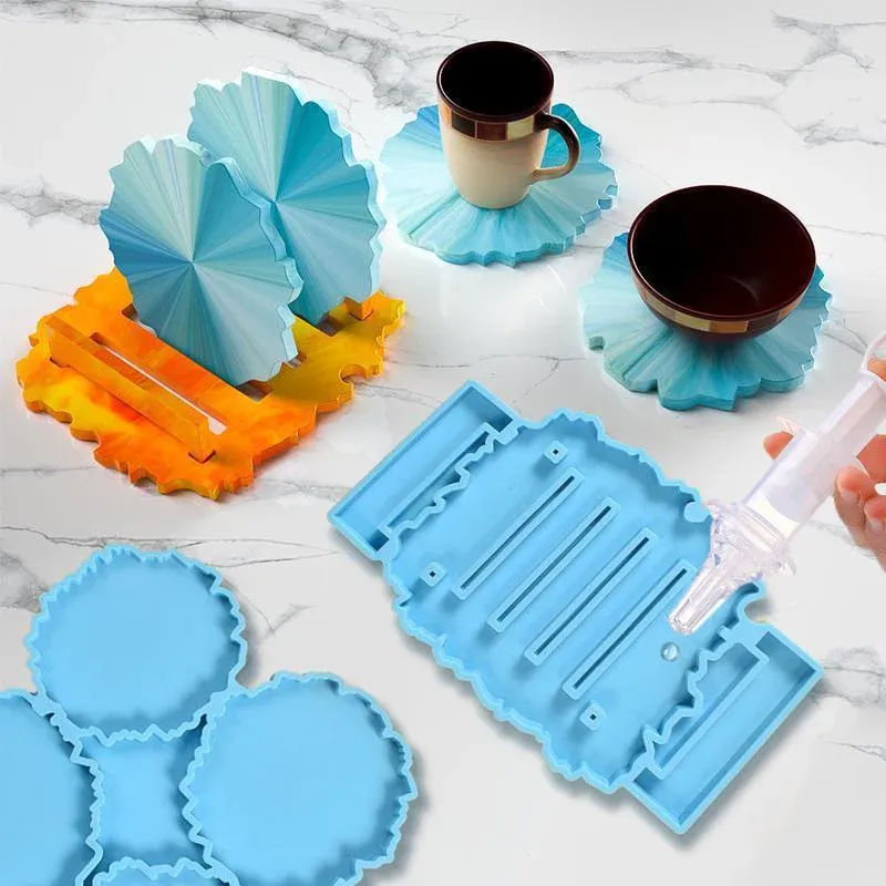2pc Coaster Epoxy Resin Mould Silicone Cup Mat Holder DIY Craft Tool โ image 6