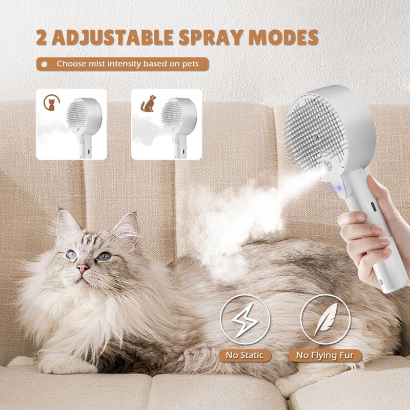 Cat Steam Brush, 4 In 1 Cat Steam Brush Self-Cleaning Cat Brush, Cat Brush With Water Tank Pet Grooming Brush For — image 3