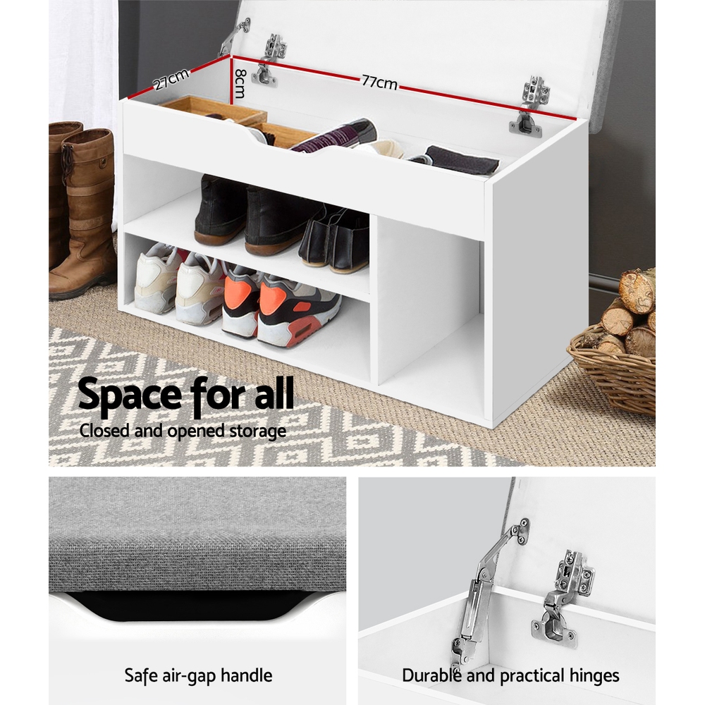 Artiss Shoe Rack Bench Shoe Cabinet White Allen โ image 4
