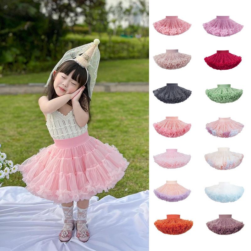 tutuoclock Girls Sweet Princess Nylon Mesh Cake Skirt Avocado Green 100cm โ image 2
