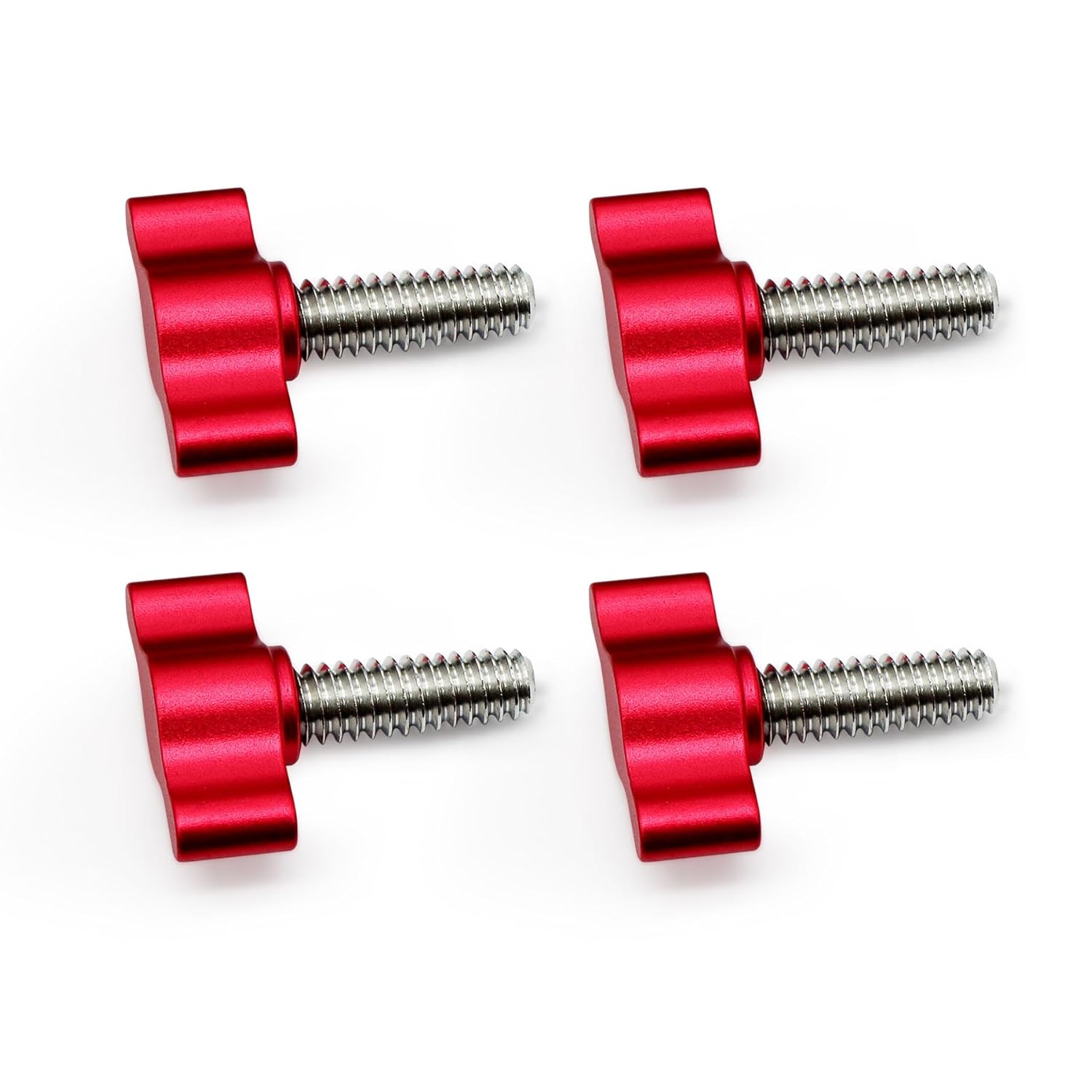 Xadnitu 1/4"-20 x 1 Thread Thumb Screw,Stainless Steel Standard/Coarse Thread with Red Adjustable Tee Wing Aluminum Knob to Remove Replace Hand Clamping