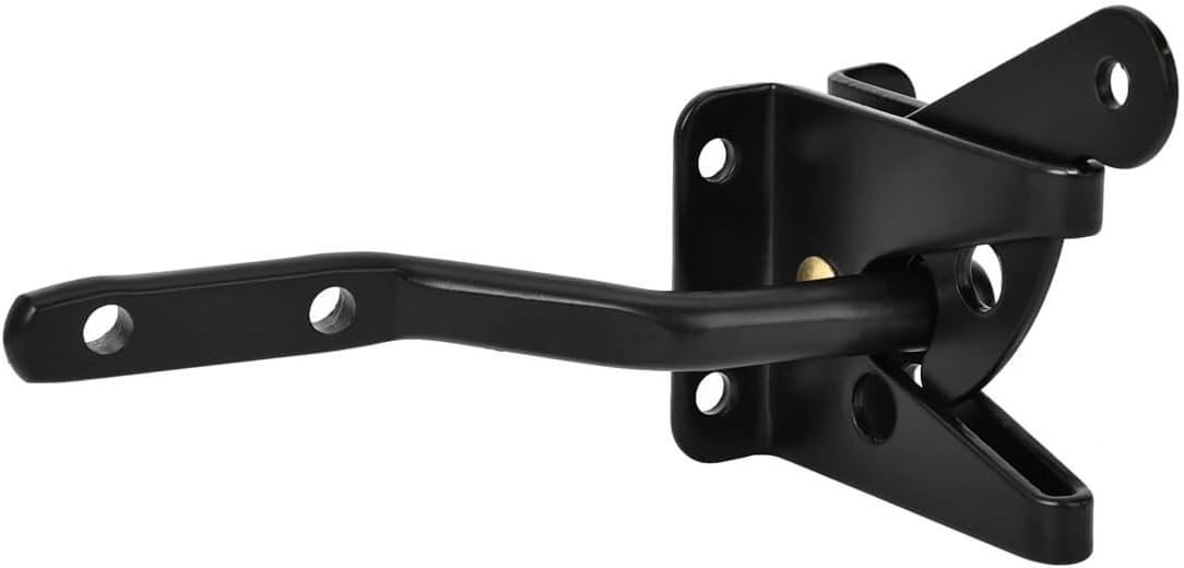 Self-Locking Gate Latch - Post Mount Automatic Gravity Lever Wood Fence Gate Latches with Fasteners/4.7 Inch Black Finish Steel Gate Latch to Secure Pool& Yard — image 3