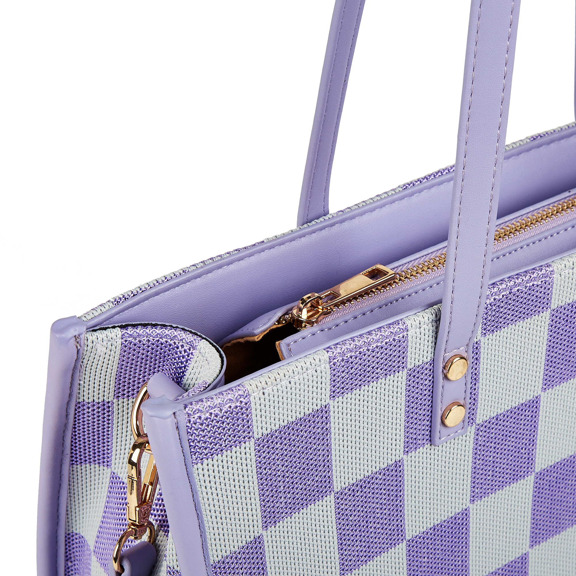 "Taro Mud Chessboard" light purple tote bag | two-in-one handbag and cross-body bag, can hold a computer + documents + girly heart, gentle to the point of — image 5