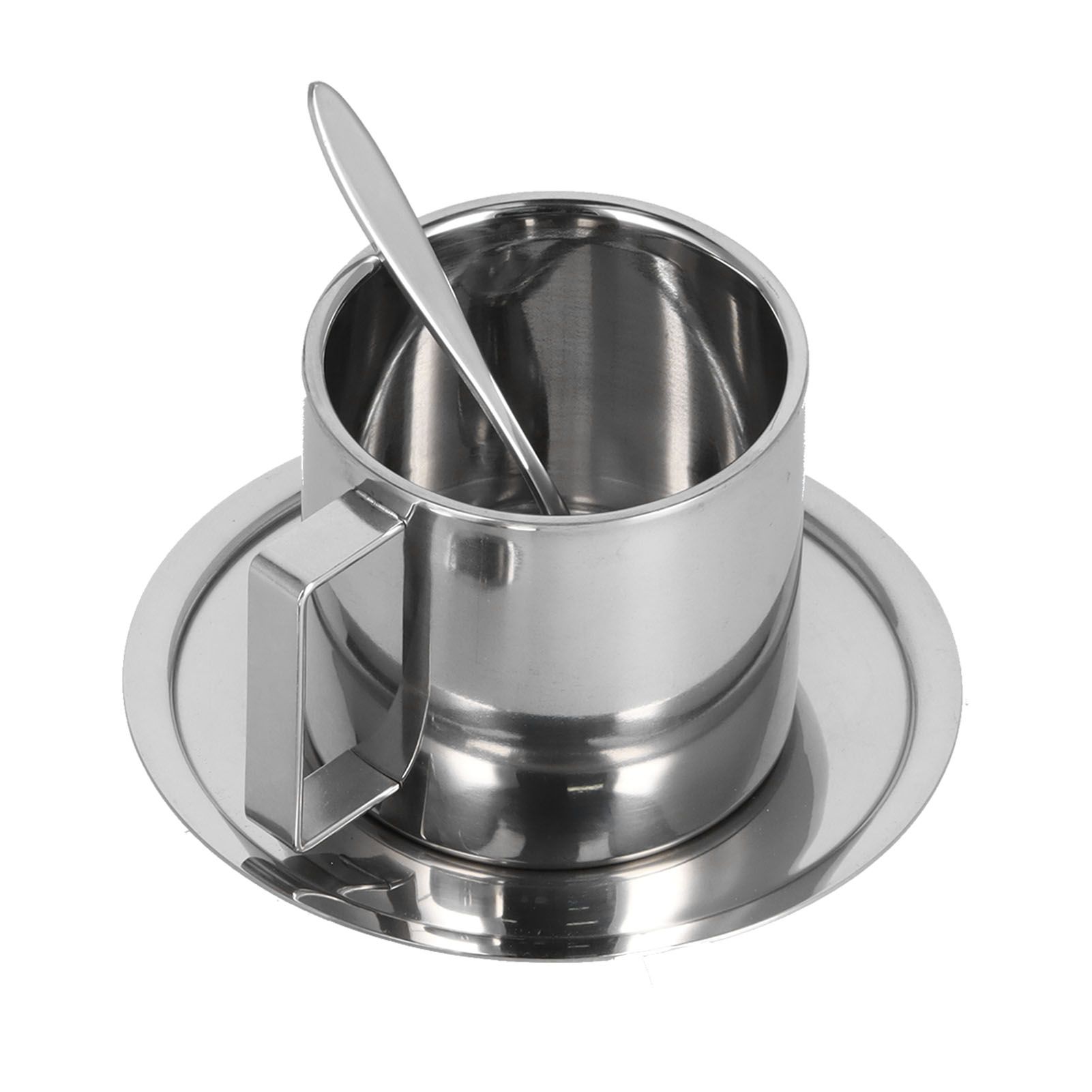 3PCS/Set Insulated Coffee Cup Set Stainless Steel Double Walled Mugs Milk Tea Cup with Saucer Spoon Set280ML โ image 3