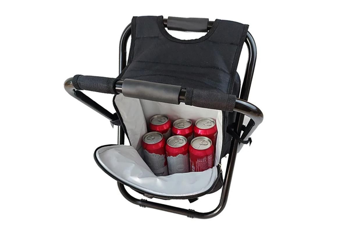 Portable Cooler Stool Multi-Function Folding Fishing Chair - Black — image 6