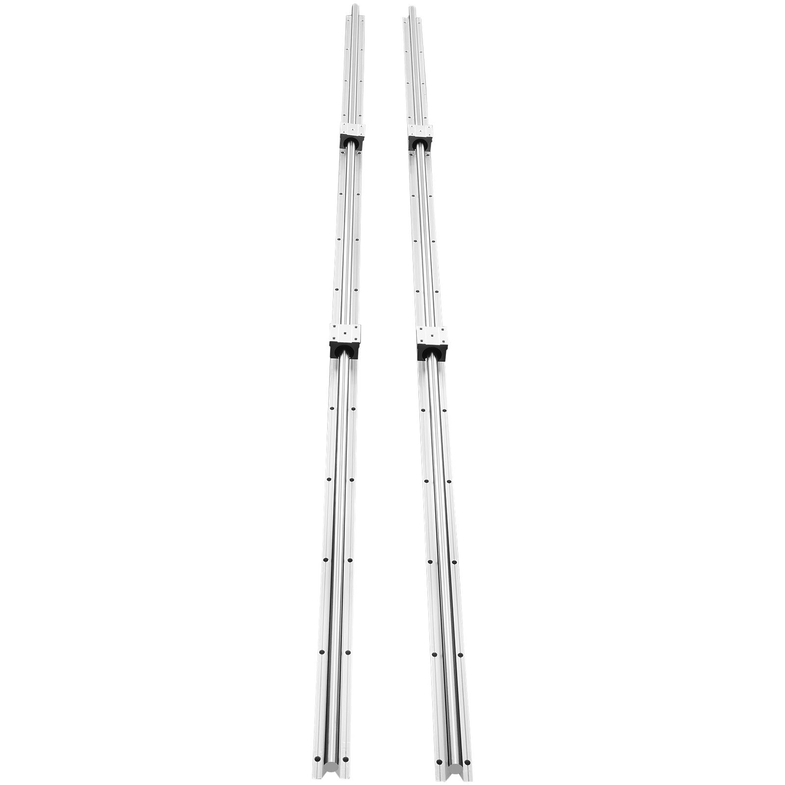 Linear Guide Rail Set, SBR20 2200mm, 2 PCS 86.6 in/2200 mm SBR20 Guide Rails and 4 PCS SBR20UU Slide Blocks, Linear Rails and Bearings Kit for Automated