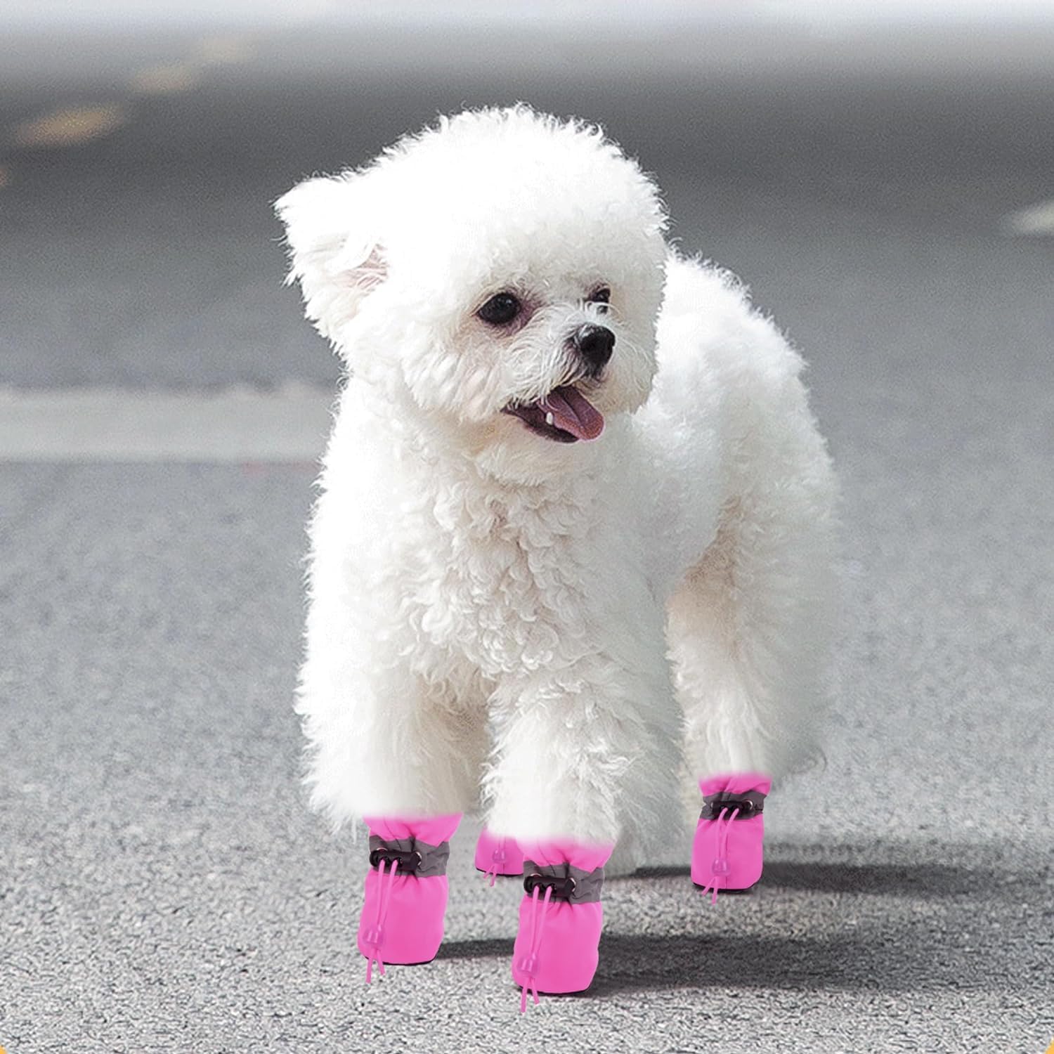 Anti-Slip Sole Dog Boots Paw Protector Dog Booties with Reflective Straps,4Pcs Dog Boots Anti-Slip Paw Protectors,Non-Slip Small Dog Boots,Anti Slip Paw — image 5