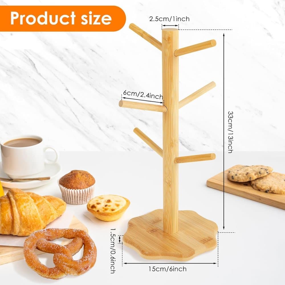1-pack Wooden Pretzel Stand Tree-Shaped for Restaurant Cafe Bar Kitchen Decoration, Brown, Bamboo — image 2